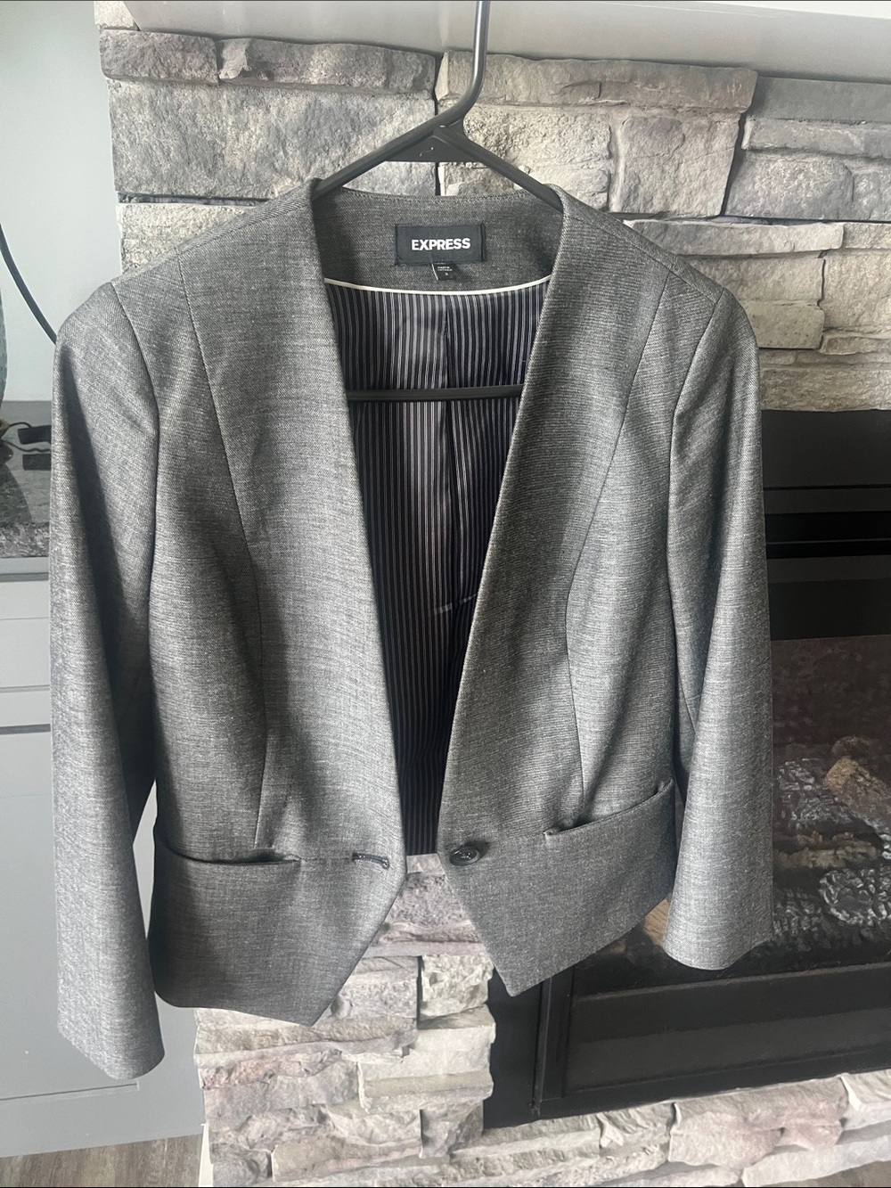 Express Women's Charcoal Open-Front Blazer